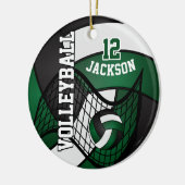 Dunkelgrüne, weiße und schwarze Volleyball-🏐 Keramik Ornament (Links)
