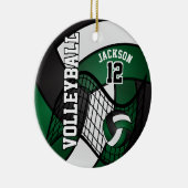 Dunkelgrüne, weiße und schwarze Volleyball-🏐 Keramikornament (Rechts)