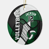 Dunkelgrüne, weiße und schwarze Volleyball-🏐 Keramikornament (Links)