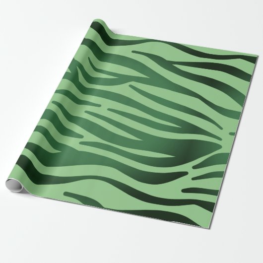 Dunkelgrüne Zebra-Streifen Geschenkpapier (Ungerollt)