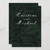 Dunkelgrüne Zierschrift Einladung (Vorne/Hinten)
