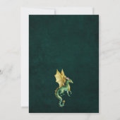 Dunkelgrüner Drache goldener Geburtstag Einladung (Rückseite)