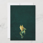 Dunkelgrüner Drache mit goldener Babydusche Einladung (Rückseite)