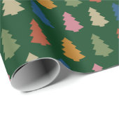 Dunkelgrüner einfacher Jewel Tone Bäume Winterurla Geschenkpapier (Rolleneckpunkt)