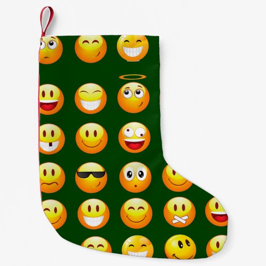 dunkelgrüner Emoji Weihnachten Strumpf Kleiner Weihnachtsstrumpf (Vorderseite)