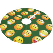 dunkelgrüner Emoji Weihnachtsbaumrock Polyester Weihnachtsbaumdecke (Schrägansicht)