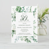 Dunkelgrüner Eukalyptus 30. Geburtstags-Party Einladung (Stehend Vorderseite)