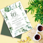 Dunkelgrüner Eukalyptus 40. Geburtstags-Party Einladung<br><div class="desc">Schöner dunkelgrüner Eukalyptusrahmen. Geschlechtsneutral,  geeignet für einen Mann oder eine Frau,  Erwachsenengeburtstagseinladung. Grüntöne schaffen ein einfaches und modernes,  tonales botanisches Design. Ein dunkelgrüner Rücken rundet das Design ab.</div>