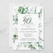 Dunkelgrüner Eukalyptus 40. Geburtstags-Party Einladung (Vorderseite)