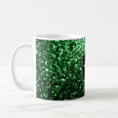 Dunkelgrüner falscher Glitterfunkel Monogramm Kaffeetasse (Links)