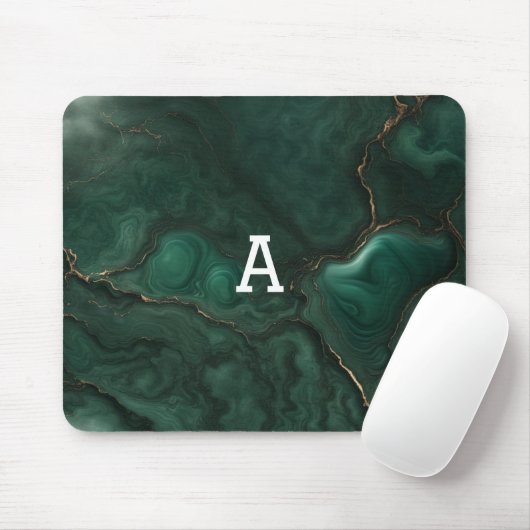 Dunkelgrüner Glazed-Marmor Mousepad (Mit Mouse)
