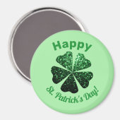 Dunkelgrüner Glitzer funkeln Kleeblatt St Patrick  Magnet (Vorderseite/Rückseite)