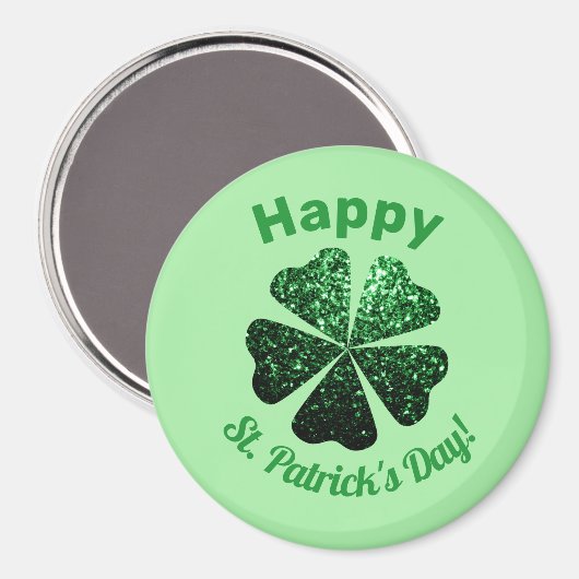 Dunkelgrüner Glitzer funkeln Kleeblatt St Patrick  Magnet (Vorderseite/Rückseite)