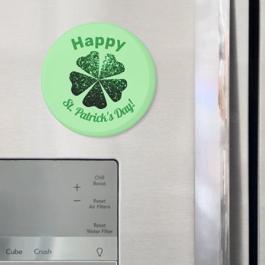 Dunkelgrüner Glitzer funkeln Kleeblatt St Patrick  Magnet (In Situ (Kühlschrank))