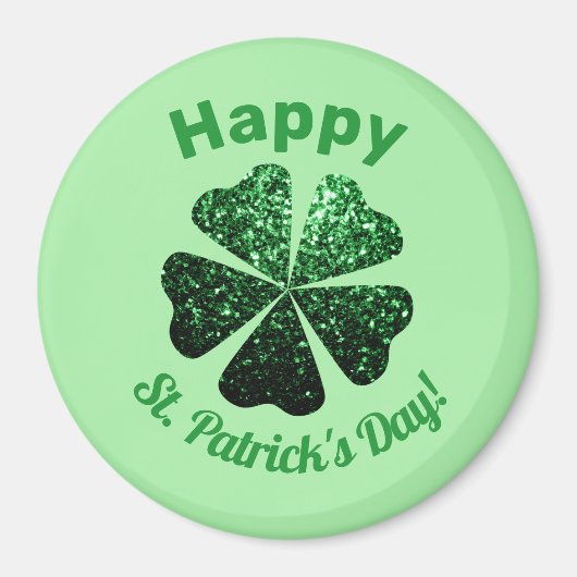 Dunkelgrüner Glitzer funkeln Kleeblatt St Patrick  Magnet (Vorne)