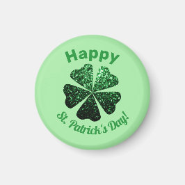Dunkelgrüner Glitzer funkeln Kleeblatt St Patrick Magnet