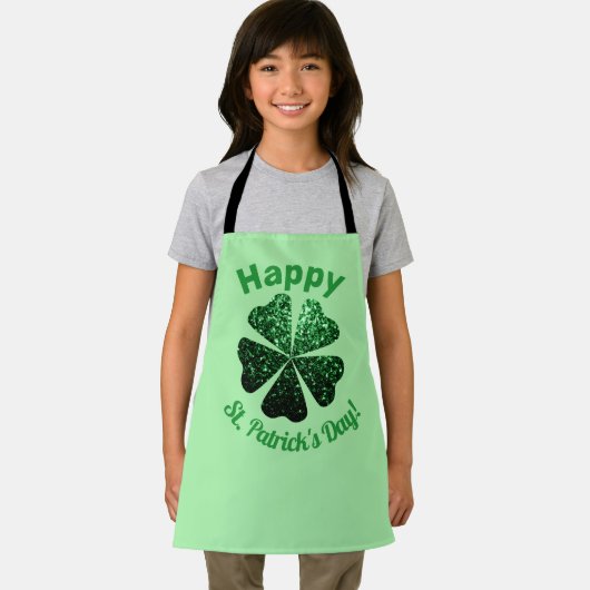Dunkelgrüner Glitzer funkeln Kleeblatt St Patrick Schürze (Insitu)
