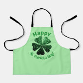 Dunkelgrüner Glitzer funkeln Kleeblatt St Patrick Schürze (Vorderseite)