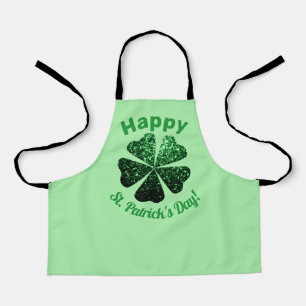 Dunkelgrüner Glitzer funkeln Kleeblatt St Patrick  Schürze