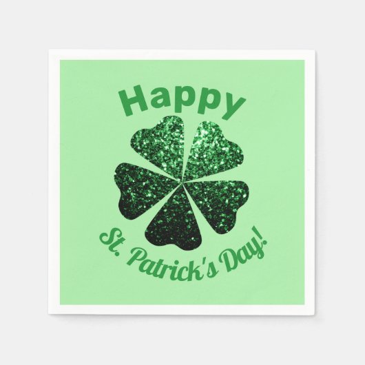 Dunkelgrüner Glitzer funkeln Kleeblatt St Patrick  Serviette (Vorderseite)