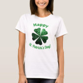 Dunkelgrüner Glitzer funkeln Kleeblatt St Patrick T-Shirt (Vorderseite)