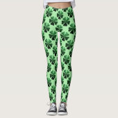 Dunkelgrüner Glitzer funkelndes Kleeblatt Clover M Leggings (Vorderseite)