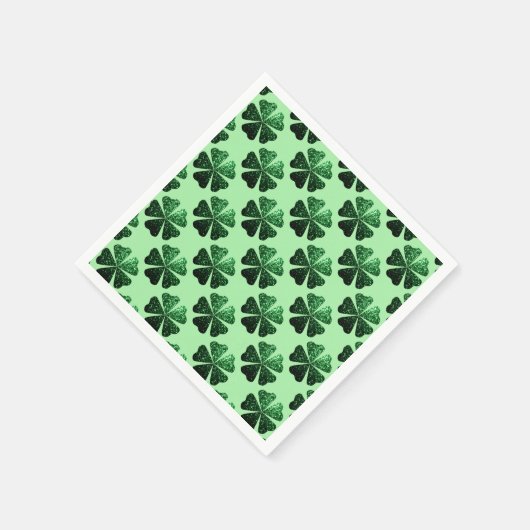 Dunkelgrüner Glitzer funkelndes Kleeblatt Serviette (Ecke)