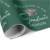 Dunkelgrüner GraduiertenPersonalisierter Abschluss Geschenkpapier (Rolleneckpunkt)