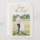 Dunkelgrüner handgezeichneter floraler Garten Foto Save The Date (Vorderseite)