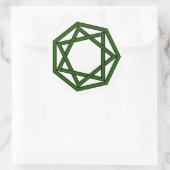 Dunkelgrüner Heptagram in Heptagon Runder Aufkleber (Tasche)