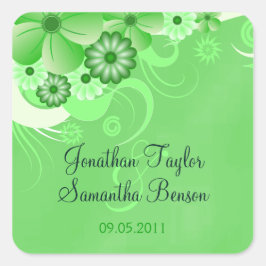 Dunkelgrüner Hibiskus Floral Save the Date Gefalle Quadratischer Aufkleber