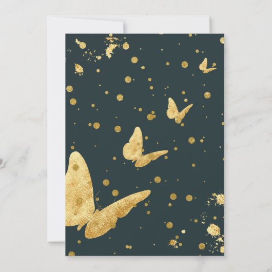 Dunkelgrüner Hintergrund der roten Blume Einladung (Rückseite)