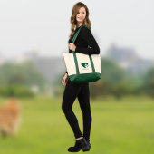 Dunkelgrüner Hund oder Katzenpfoten-Herz-Monogramm Tragetasche