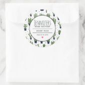 Dunkelgrüner Kaktus Wüstenmuster Kerzenseifenabhan Runder Aufkleber (Tasche)