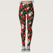 Dunkelgrüner Karo Elf Weihnachts Pajama Pants Leggings (Vorderseite)