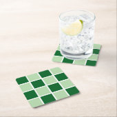 Dunkelgrüner Karo Rechteckiger Pappuntersetzer (Vor Ort)