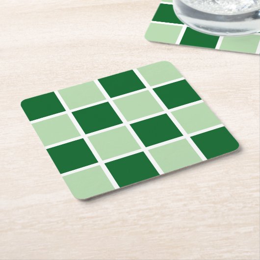 Dunkelgrüner Karo Rechteckiger Pappuntersetzer (angewinkelt)