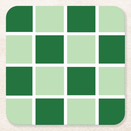 Dunkelgrüner Karo Rechteckiger Pappuntersetzer (Vorderseite)