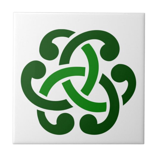 Dunkelgrüner keltischer Knoten Fliese (Vorderseite)