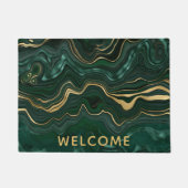 Dunkelgrüner Malachit und goldener Foil Strata Vei Fußmatte (Vorderseite)