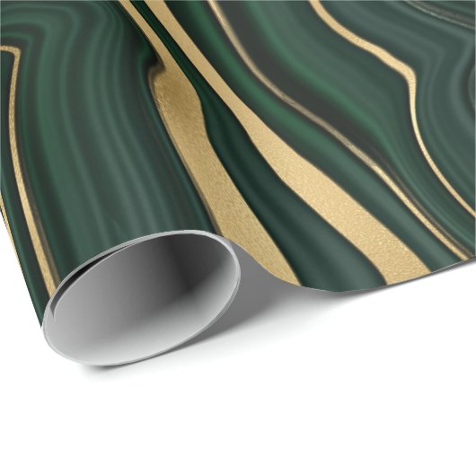 Dunkelgrüner Malachit und goldener Foil Strata Vei Geschenkpapier (Rolleneckpunkt)