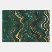 Dunkelgrüner Malachit und goldener Foil Strata Vei Geschenkpapier Set (Vorderseite)