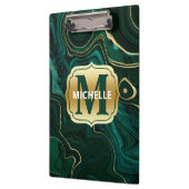 Dunkelgrüner Malachit und goldener Foil Strata Vei Klemmbrett (Links)