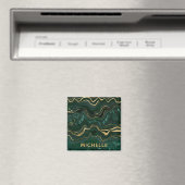 Dunkelgrüner Malachit und goldener Foil Strata Vei Magnet (In Situ (Geschirrspüler))