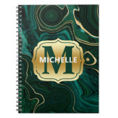 Dunkelgrüner Malachit und goldener Foil Strata Vei Notizblock (Vorderseite)