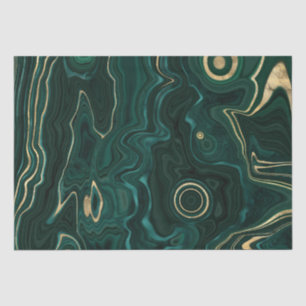 Dunkelgrüner Malachit und goldener Foil Strata Vei Seidenpapier