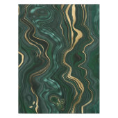 Dunkelgrüner Malachit und goldener Foil Strata Vei Tischdecke (Vorderseite)