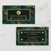 Dunkelgrüner Malachit und goldener Foil Strata Vei Visitenkarte (Vorne/Hinten)