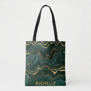 Dunkelgrüner Malachit und Goldfolie-Schichtadern Tasche