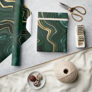 Dunkelgrüner Malachit und Goldfolie-Schichtung Geschenkpapier